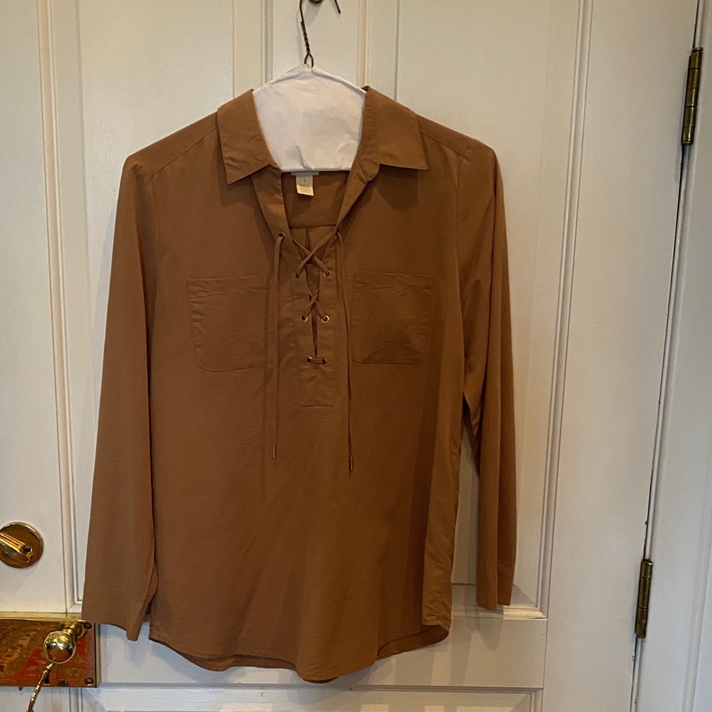 Women’s Brown Lace-Up Shirt